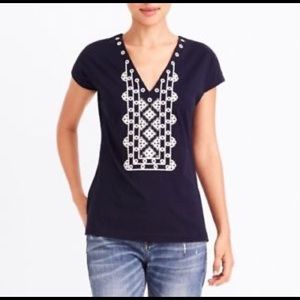 J. Crew Eyelet V-neck T-shirt VEUC